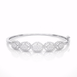 Oval Shape Delight Diamond Bracelet Round Diamond Halo Bracelet 14K Gold Plated Bangle Bracelet - Jay Amar Gems