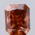 vivid brownish orange colour diamond radiant shape cognac orange-brown lab created diamond loose gemstone.