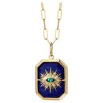 lapis lazuli evil eye gold pendant with emerald and diamond accents