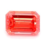 1.05 carat vivid pink emerald cut lab grown diamond, fancy intense pink rectangular step cut loose diamond for engagement ring or custom jewelry