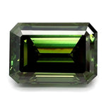 1.12 Ct fancy green emerald cut lab grown diamond with step facets, elegant loose stone for fine jewelry