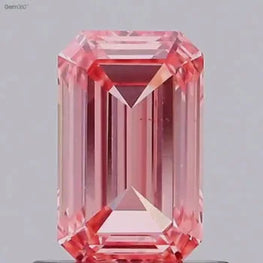 Vivid Orange Pink Lab Created Emerald Shape Diamond