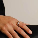 Charming gemstone ring with pink stone and polished band for romantic jewelry look