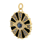 Blue sapphire diamond black onyx evil eye pendant