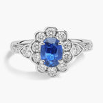 Designer 2.55 Ct Lab Created Blue Sapphire Engagement Ring with Side White Stones, Elegant Gemstone Jewelry for Proposal or Wedding