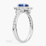 Designer 2.55 Ct Lab Created Blue Sapphire Engagement Ring with Side White Stones, Elegant Gemstone Jewelry for Proposal or Wedding