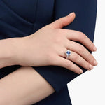 Designer 2.55 Ct Lab Created Blue Sapphire Engagement Ring with Side White Stones, Elegant Gemstone Jewelry for Proposal or Wedding