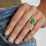 Premium gemstone ring with sparkling lab grown diamond halo in an elegant design for sophisticated jewelry lovers