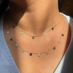1.05 Ct Gold and turquoise necklace with blue gemstone and gold chain.
