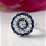 2.67 Ct Round Cushion Cut Damond Lab Grown Diamond White Blue Diamond White Plated Diamond Ring Fancy Unique Engagement Ring