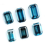 Emerald cut deep blue lab grown diamond fancy step cut CVD loose diamond for engagement ring and custom fine jewelry making