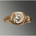 1.32 Ct Cushion & Round Cut Diamond Lab Grown Diamond 14K Gold Plated Diamond Ring Use For Women Gold Diamond Ring Wedding Engagement Ring