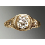 1.32 Ct Cushion & Round Cut Diamond Lab Grown Diamond 14K Gold Plated Diamond Ring Use For Women Gold Diamond Ring Wedding Engagement Ring