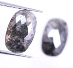 3.52 Ct Oval Cut Diamond Pair Black Colored Diamond Salt And Pepper Diamond Use For Jewerly Unique Diamond