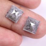 5.64 Ct Princess Cut Diamond Pair Unique Salt And Pepper Diamond Grey Colored Diamond Use For Jewerly Earrings