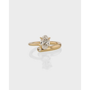 Fancy Unique 1.24 Ct Yellow Gold Plated Diamond Ring Oval & Round Cut Diamond Modern Lab Grown Diamond Use For Jewerly Women Engagement Diamond Ring
