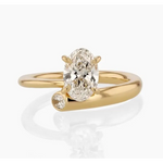 Fancy Unique 1.24 Ct Yellow Gold Plated Diamond Ring Oval & Round Cut Diamond Modern Lab Grown Diamond Use For Jewerly Women Engagement Diamond Ring