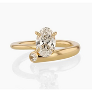 Fancy Unique 1.24 Ct Yellow Gold Plated Diamond Ring Oval & Round Cut Diamond Modern Lab Grown Diamond Use For Jewerly Women Engagement Diamond Ring