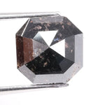 3.16 Ct natural fancy black diamond Asscher shape loose stone with bold deep black color and precise step facets, ideal for luxury custom jewelry or bespoke engagement ring
