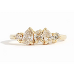 yellow gold multi-stone diamond ring with oval pear round cut vs-si diamonds vintage unique engagement rings gold engagement rings for women