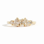 yellow gold multi-stone diamond ring with oval pear round cut vs-si diamonds vintage unique engagement rings gold engagement rings for women