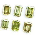 Emerald cut olive green lab grown diamond with step cut facets, fancy green yellow loose stone for luxury custom jewelry and designer rings