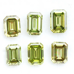 Emerald cut olive green lab grown diamond with step cut facets, fancy green yellow loose stone for luxury custom jewelry and designer rings