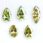 Rare fancy green yellow lab grown diamonds in pear, oval and marquise cuts, loose stones for custom jewelry making