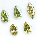 Rare fancy green yellow lab grown diamonds in pear, oval and marquise cuts, loose stones for custom jewelry making