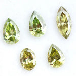 Rare fancy green yellow lab grown diamonds in pear, oval and marquise cuts, loose stones for custom jewelry making