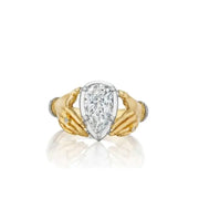 2.50 Ct Yellow Gold Plated Diamond Ring Women Diamond Ring Pear Cut Diamond Ring Modern Unique Ring