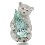9.68 Ct Whimsical Bear Brooch Natural Loose Diamond Gold Plated Diamond Brooch Lab Created Diamond Brooch Use For Women