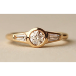 1.50 Ct Round & Sheild Cut Diamond Lab Created Diamond 14K Gold Plated Diamond Ring Yellow Gold Plated Diamond Engagement Ring