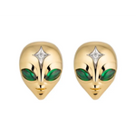 1.00 Ct Modern Emerald Round Cut Diamond Use For Jewerly 14K Yellow Gold Plated Diamond Earrings Green White Colored Diamond