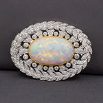 4.38 Ct Round Oval Cut Diamond Brooch Lab Created Diamond Brooch Use For Men Oval Opal Diamond Engagement Brooch