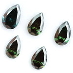Pear shape dark green lab grown diamond loose CVD colored stone for engagement rings, pendants and custom fine jewelry design.