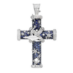 2.31 Ct Paris Shaped Diamond Moon Round Brilliant Cut Diamond Blue Colored Diamond Use For Jewerly 14K Gold Plated Diamond Pendle