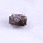 natural radiant cut diamond, asscher cut diamond with baguettes, gray gemstone ring, brown diamond wedding band, brown diamond rug, asscher diamond rings, july birthstone.