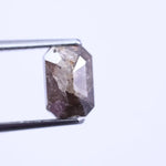 natural radiant cut diamond, asscher cut diamond with baguettes, gray gemstone ring, brown diamond wedding band, brown diamond rug, asscher diamond rings, july birthstone.