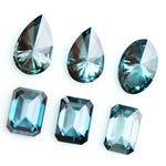 Blue lab created diamond fancy cut collection including pear, oval and emerald loose CVD diamonds for custom rings, earrings, pendants and fine jewelry making with eco friendly sustainable diamonds.