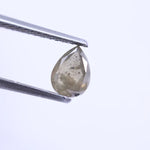 0.67 Ct pear shape salt and pepper diamond, 6.37 x 4.73 mm rustic rose cut loose diamond for custom engagement ring