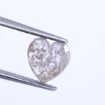 0.88 Ct heart cut salt and pepper diamond, white-grey natural loose For Jewerly