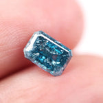1.36 Ct blue emerald cut lab grown diamond loose stone with rich vivid color and clean step-cut rectangular facets for custom engagement ring or fine jewelry design.