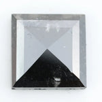 Lab grown diamond with square geometric cut featuring high contrast black and white faceting, sharp edges, and modern architectural design