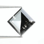Lab grown diamond with square geometric cut featuring high contrast black and white faceting, sharp edges, and modern architectural design