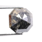 1.86 carat natural Asscher cut black diamond loose stone with deep dark color and step cut facets for custom jewelry