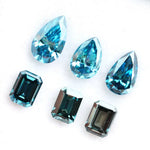 Pear and emerald cut fancy blue lab grown diamonds, ethical loose lab created diamonds for jewelry making and custom engagement rings