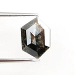 1.26 Ct hexagon cut grey black brown diamond with unique tones and sparkle for modern statement jewelry