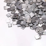 Fancy grey black lab grown rough diamond lot with square slice Carré cut tiles, raw CVD diamonds for custom jewelry making and unique engagement ring designs.