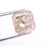 2.85 Ct emerald cut white and brown lab grown diamond loose stone with rectangular step facets and contrast sparkle